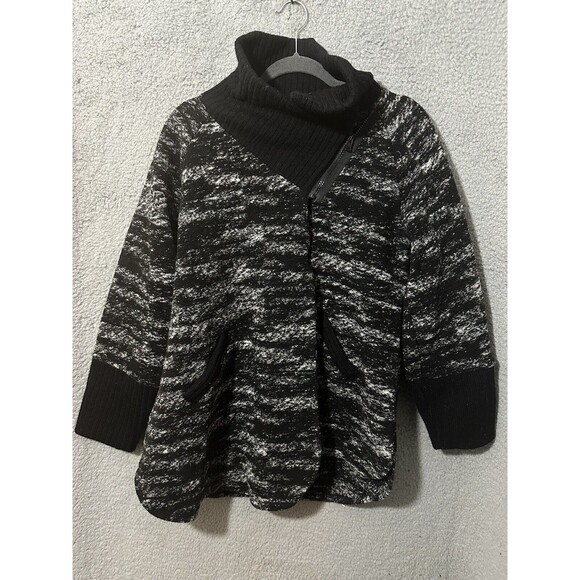 Jaskar Cardigan  Gray Wool Blend Sweater Jacket Zip Knit Collar Pockets Small - Picture 5 of 11